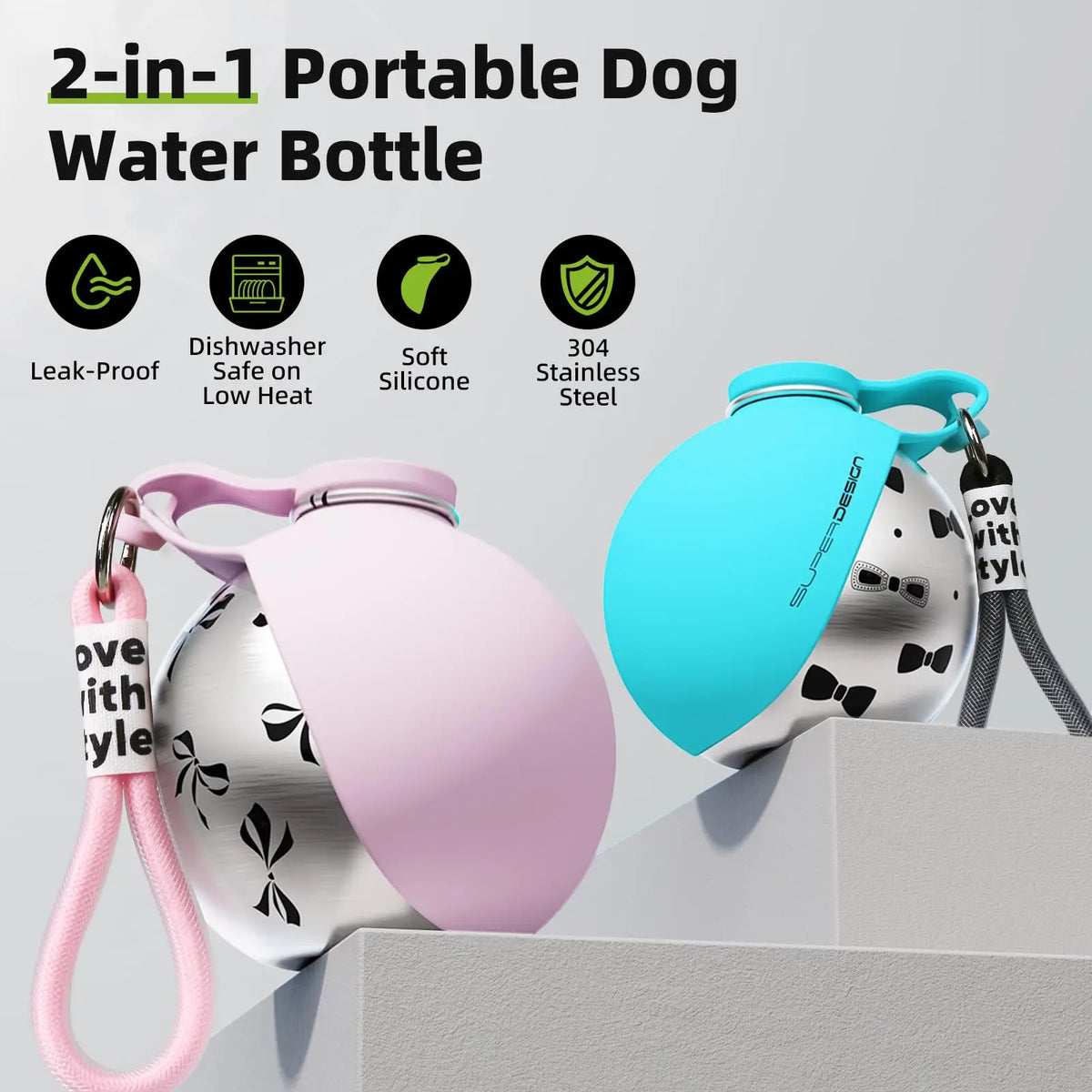 2-in-1 Pet Travel Water Bottle