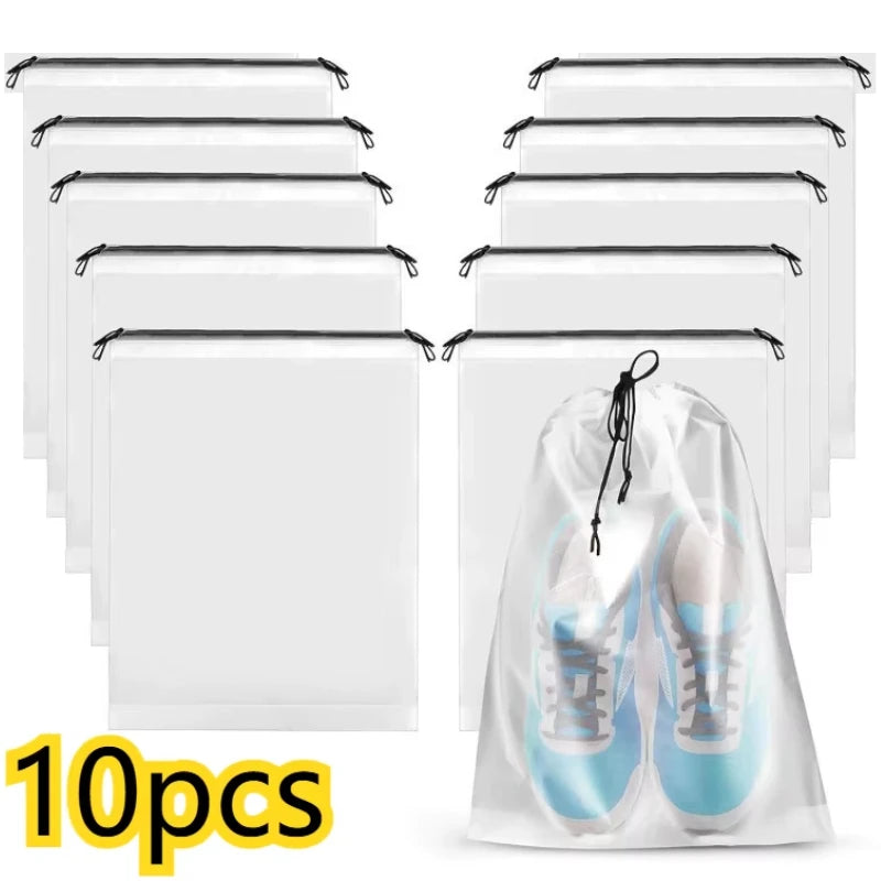 Drawstring Travel Shoe Bags – 5 or 10 Pack