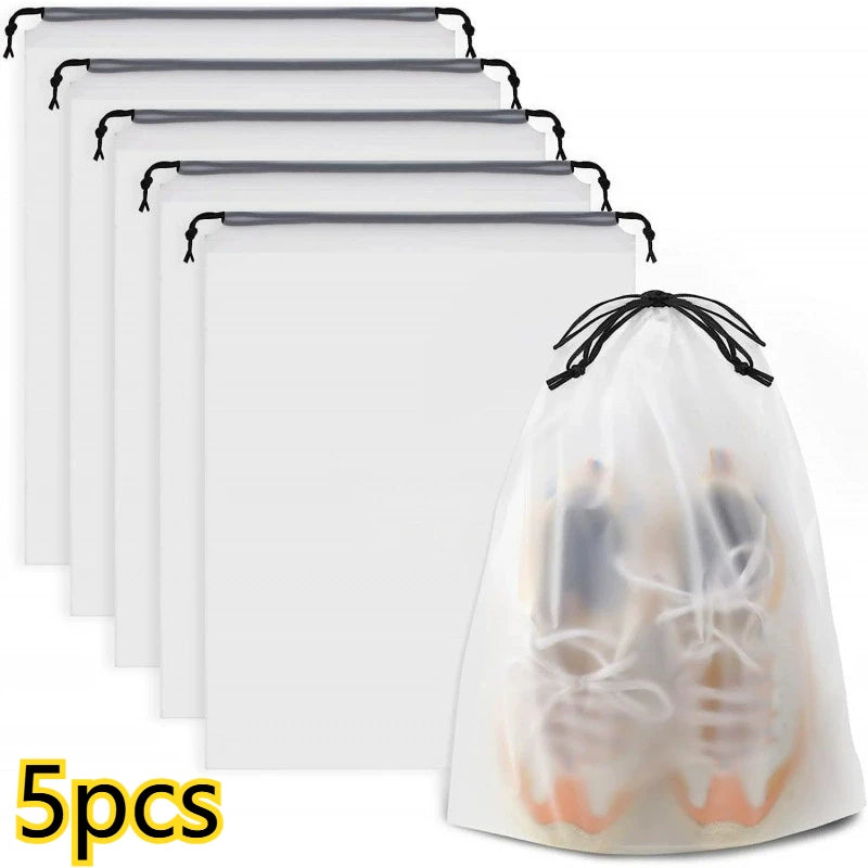 Drawstring Travel Shoe Bags – 5 or 10 Pack