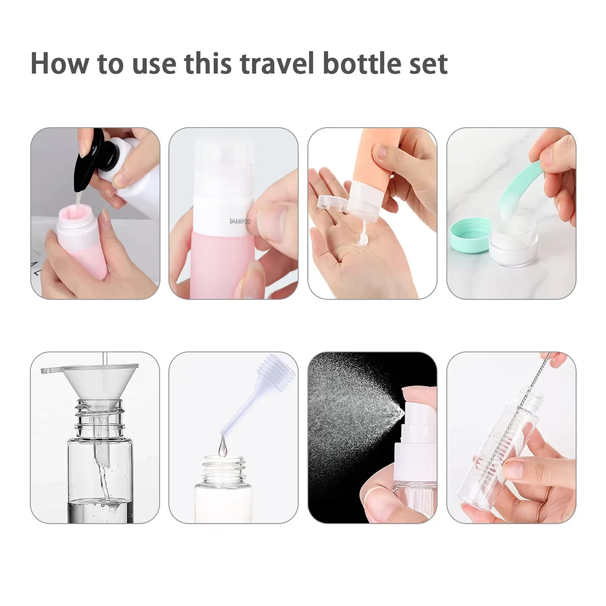 Refillable Travel Toiletry Bottle Kit