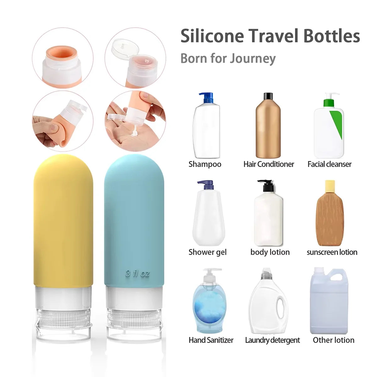 Refillable Travel Toiletry Bottle Kit