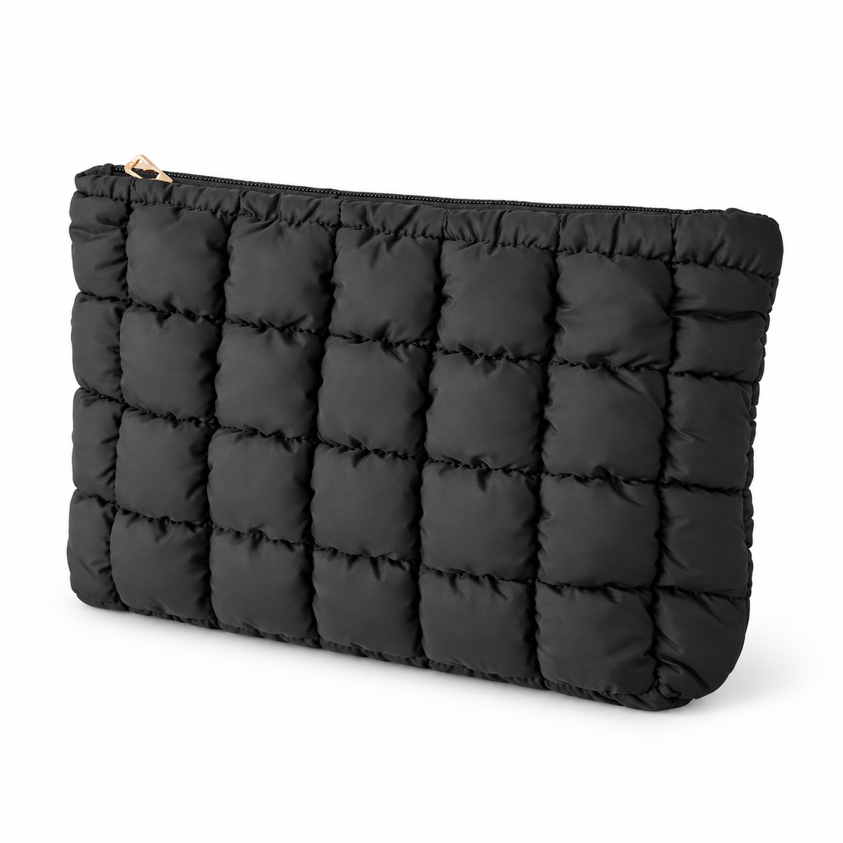 Quilted Travel Makeup Pouch on white background