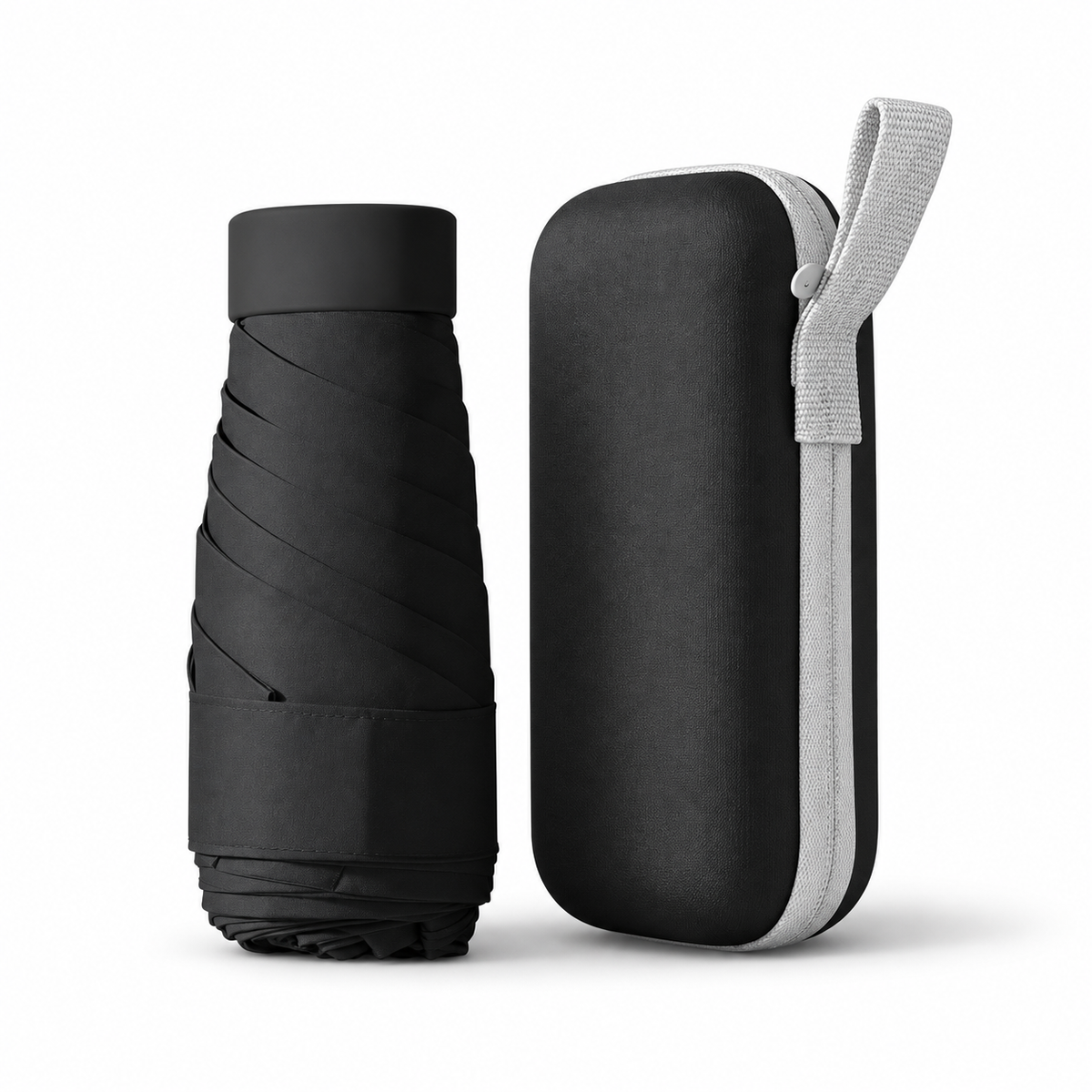 Mini Travel Umbrella with Zip Case on white background